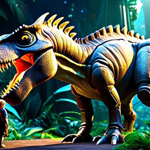 다이노코어와 공룡 연구의 연관성 - **Image Prompt 1: The Bridge of Imagination and Science**
    A vibrant and dynamic scene illustrati...