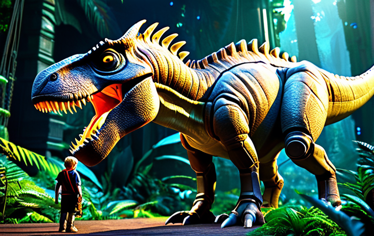 다이노코어와 공룡 연구의 연관성 - **Image Prompt 1: The Bridge of Imagination and Science**
A vibrant and dynamic scene illustrati...